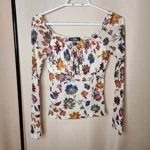 Mesh flower top / blouse Streetwear Society SWS / floral mesh / long sleeve